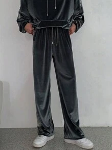 DAZY Men's Solid Color Long Sleeve Hooded Sweatshirt And Sweatpants Casual Suit,Fall Clothes - Dark Grey - View 5