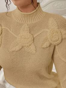 Calvaya Plus Size Women's Casual Stylish Slimming Pullover Sweater Knit Pullover Fall Winter - Khaki - View 7