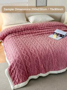 1 chiếc chăn vải nhung hai mặt Taffy - Polyester Sherpa mềm mại, ấm áp, dày, mang lại sự thoải mái tối ưu - Chăn đa năng, thích hợp cho ghế sofa, văn phòng, giường, cắm trại, du lịch và làm quà tặng cho mọi mùa - Hồng - Xem 2