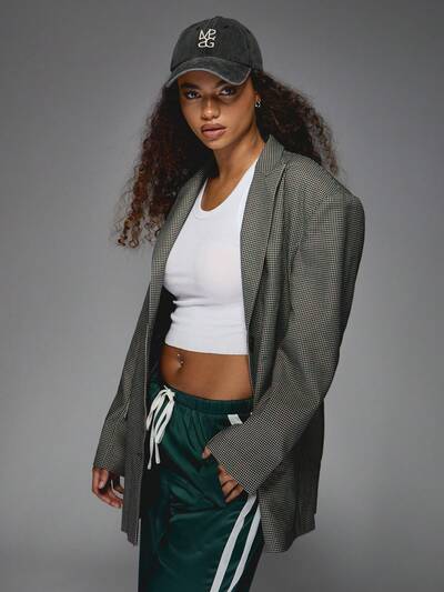 MISSGUIDED Professional Lightweight Tartan Long Sleeve Blazer