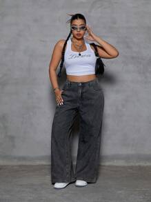 SHEIN ICON Plus Size Simple Fashion Casual Everyday Jeans