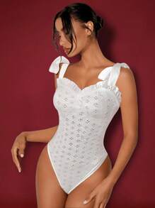 Breezaya Knot Shoulder Frill Trim Schiffy Bodysuit