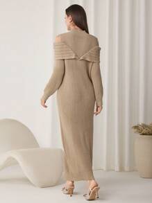 Modelyn Robe élégante à manches lanternes pour femmes, décontractée et pour un port quotidien - Nude - Voir 2