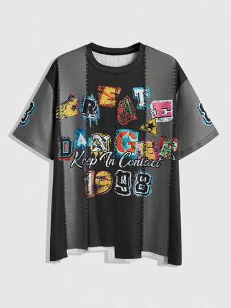 Street Life Tops casuales de manga corta y cuello redondo estampados para uso diario de hombres