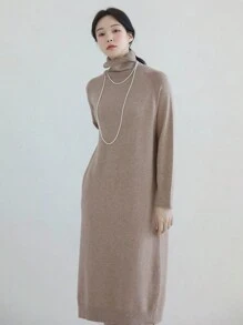 DAZY Abito maglione donna a collo alto, maniche lunghe, oversize, abiti autunnali