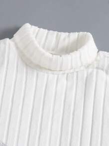 SHEIN 2pcs Tween Boy Letter Patched Detail Turtleneck Ribbed Tee - Multicolor - View 3