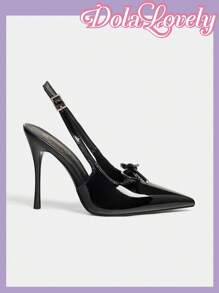 Dola Lovely Women's Burgundy Bow Decor High Heel Shoes With Ankle Strap, Suitable For Going Back To Work For Vibe And Spring Shoes Spring Break Easter - Black - View 3