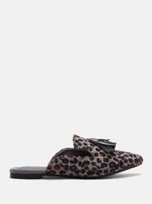 CUCCOO BIZCHIC Dames Flat Pointed Toe Leopard Patroon Kwastje Decor Loafer Schoenen, Comfortabel En Stijlvol