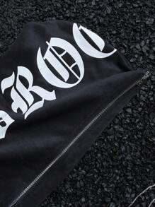 SHEIN Áo nỉ in chữ phong cách thường ngày cho bé trai tuổi teen, thích hợp mùa Thu/Đông. - màu đen - Xem 5