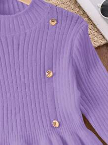 Tween Girls Fashion Casual Elegant Solid Color Knit Dress, Geschikt voor Verschillende Gelegenheden Met Franse Aristocratische En Koninklijke Stijl, Sierlijk En Verfijnd