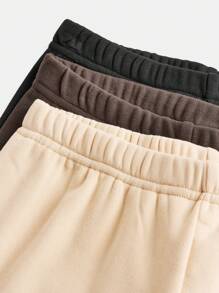 SHEIN 3-pack Tween Girls Slim Fit Mysiga termofodrade borstade leggings - Brun - Visa 4