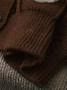 SHEIN Unity Plus Size Unique Floral Decor Cardigan Sweater, Fashion For Autumn/Winter