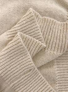 Chiquease Blogger Colorblock Bow Decor Loose Fit Round Neck Sweater, Fashionable & Youthful For Autumn/Winter 2024 Knit Pullover Fall Outfit - Khaki - View 4