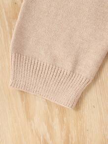 2pcs Young Girl Leopard Print Knit Sweater Set, Including Round Neck Pullover Sweater And Knitted Pants - Khaki - View 7