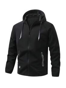 Gym Rark Men's Drawstring Hooded Loose Outdoor Casual Sports Jacket - Black - View 1