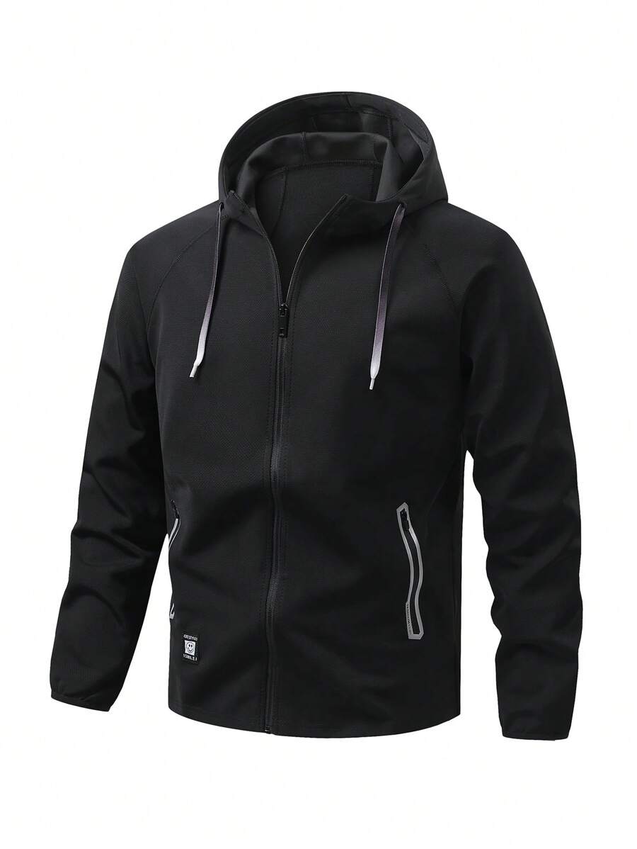 Gym Rark Men's Drawstring Hooded Loose Outdoor Casual Sports Jacket - Black - View 1