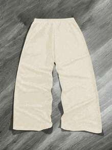 Aesthetic Post--Loose Men's Letter Graphic Drawstring Waist Sweatpants - Khaki - View 2