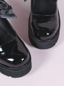 CUCCOO DOLLMOD Women's Black Elegant Sweet Style Platform Loafers Spring Shoes Spring Break Easter - Black - View 7