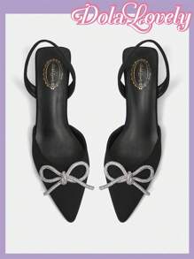 Dola Lovely Talons stilettos à bout pointu noir avec nœud papillon pour femmes