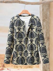 Rusticease Women All-Over Print Long Sleeve Jacket, Casual Everyday Wear In Fall/Winter - Multicolor - View 1