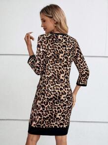 EMERY ROSE Women's Casual Leopard Print Fitted Mini Dress For Autumn Dress Fall Dresses - Multicolor - View 2