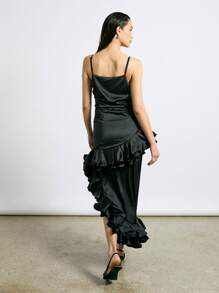 AiiRZ Boho Plunge Neck Ruffle Hem Maxi Dress With Corsage