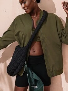 VARSITIE Chaquetas informales de uso diario para mujeres con cuello alto, manga larga y diseño holgado para el otoño y el invierno - Verde militar - Ver 5