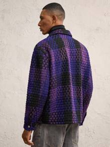 AKNOTIC Business Casual Áo khoác ve kẻ caro dệt dày cho nam, phù hợp cho mùa thu đông - Nhiều màu - Xem 5