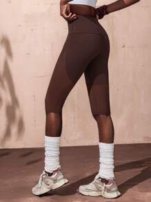 VARSITIE High-Waisted Side Mesh Contrast Tight Yoga Three-Pointer Women Sports Leggings