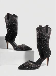 CUCCOO SZL Fully Rhinestone-Encrusted Elegant Pointed Toe Banquet Stiletto High Heel Sandals For Women Spring Shoes Spring Break Easter Prom Heels