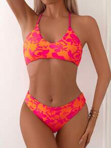 SHEIN Swim Women's Summer Beach Floral Printed Bikini Set Bathing Suit - Multicolor - View 8