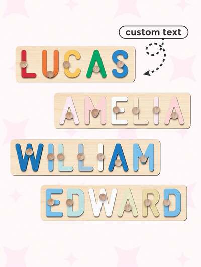Personalized Wooden Name Puzzle – 3D Alphabet Jigsaw Early Learning Toy For Baby Boys & Girls, Custom Christmas Gift, Exquisite And Colorful Preschool Kid Puzzle, Multi-Functional Reusable Ornament, Ideal For Birthdays, Anniversaries, Weddings, Children's Day, Family, Friends, Bedroom, Living Room, Fall/Winter