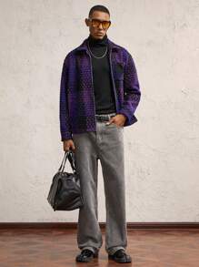 AKNOTIC Business Casual Áo khoác ve kẻ caro dệt dày cho nam, phù hợp cho mùa thu đông - Nhiều màu - Xem 1