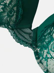 大码蕾丝拼接简约休闲内衣文胸和无线内衣文胸 - 綠色 - 查看 3