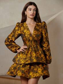 Aveloria Rosie Đầm dự tiệc dài tay Jacquard thanh lịch cho nữ - Nhiều màu - Xem 7