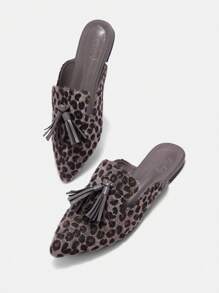CUCCOO BIZCHIC Dames Flat Pointed Toe Leopard Patroon Kwastje Decor Loafer Schoenen, Comfortabel En Stijlvol
