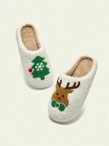 CUCCOO Quty Minimalistische pantoffels met patroondetail voor dames, casual dagelijks gebruik voor de kerst- en nieuwjaarsvakantie, herfst en winter