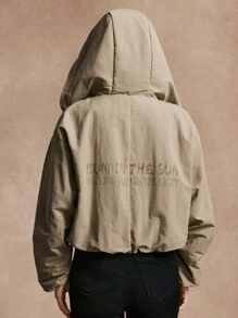 Chiquease 1pc Women's Solid Color Hooded Zip-Up Casual Long Sleeve Jacket For Holiday Party Clothes - Light Grey - View 2