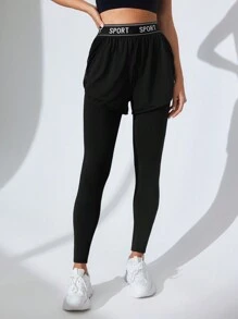 SHEIN Sport Studio Minimalist Sports Leggings, Casual And Suitable For Daily Wear