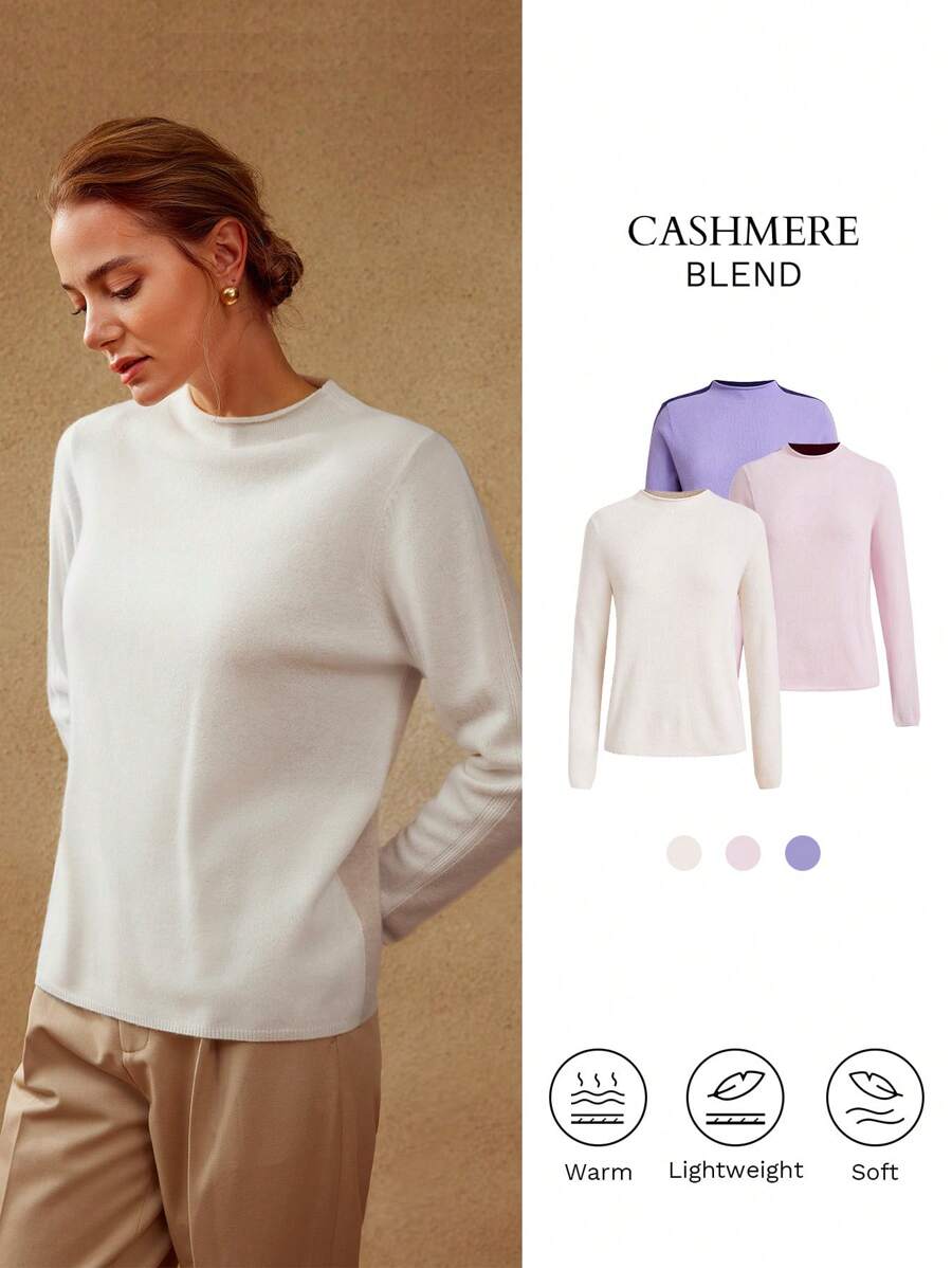 MOTF PREMIUM 100% PURE CASHMERE TWO-TONE SWEATER