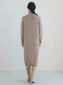 DAZY Abito maglione donna a collo alto, maniche lunghe, oversize, abiti autunnali