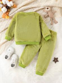 Conjunto suave de cuello redondo para bebé niño lindo - Verde - Ver 2