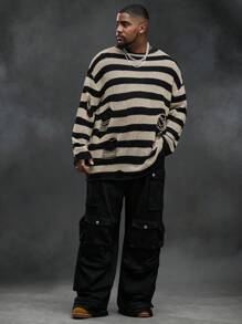 Manfinity NXTstreet Plus Size Men's Casual Plus Size Distressed Knit Sweater