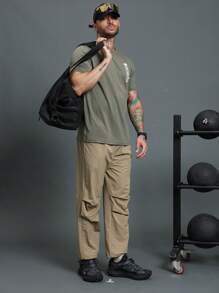 Quần thể thao nam Boyfriend Style màu trơn có túi rút dây thường ngày đa năng - Màu Khaki - Xem 4