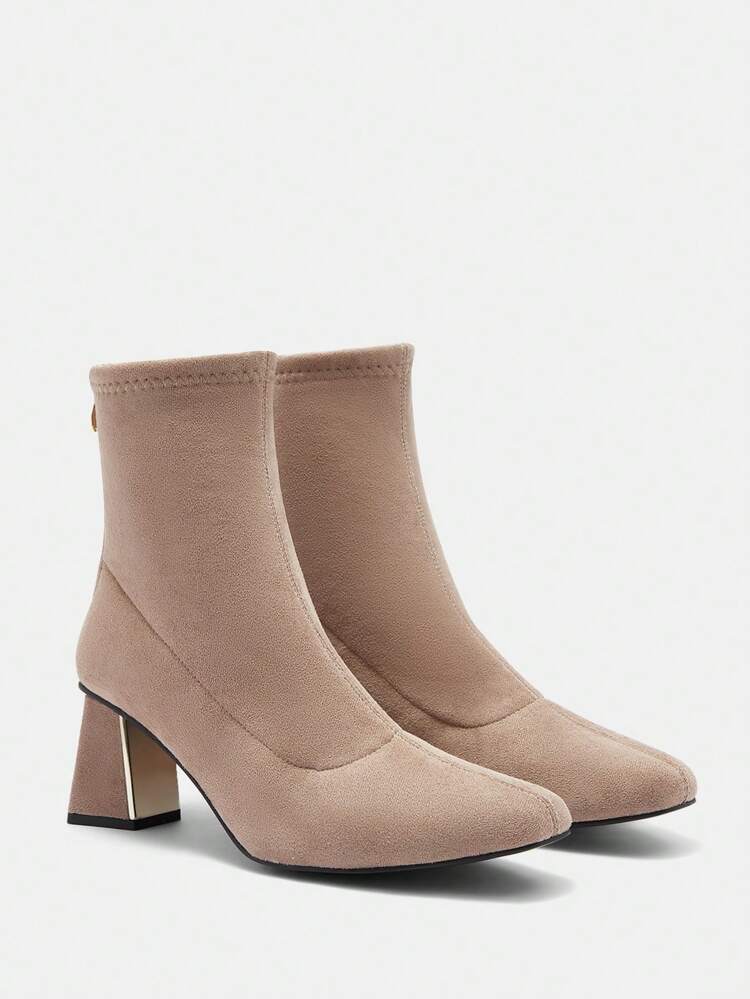 CUCCOO BIZCHIC Women's Solid Color Zipper Back Elegant Commute Fashion Ankle Boots With High Heel Spring Shoes Spring Break Easter