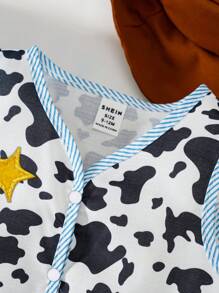 SHEIN 5pcs/Set Baby Boys Casual Vintage Cute Cow Print Vest Suit, Suitable For Outings In Spring And Summer - Multicolor - View 2
