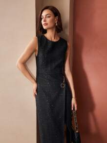 MOTF PREMIUM CHAIN DETAIL SPLIT DRESS