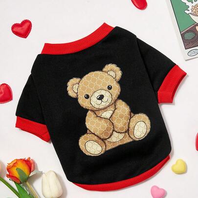 PETSIN Áo nỉ in hình gấu dễ thương dành cho mèo/chó, phù hợp cho cả mèo và chó.