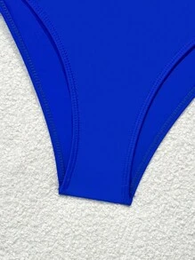 Swim Mod 3 件套女士比基尼套装：露背短款上衣、网眼裙和系带内裤夏季 - 寶藍色 - 查看 3