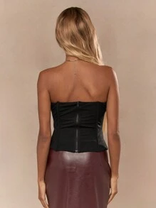 MISSGUIDED Sweetheart Neckline Mesh Boned Corset Curve Hem Bandeau Top